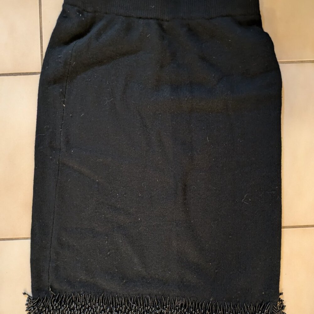Ports International Knit Wool Skirt  with Beads at the Bottom